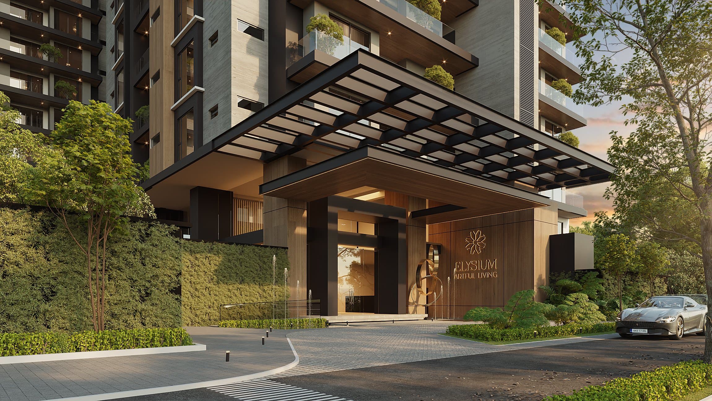 Arquitectura exterior de las torres Elysium